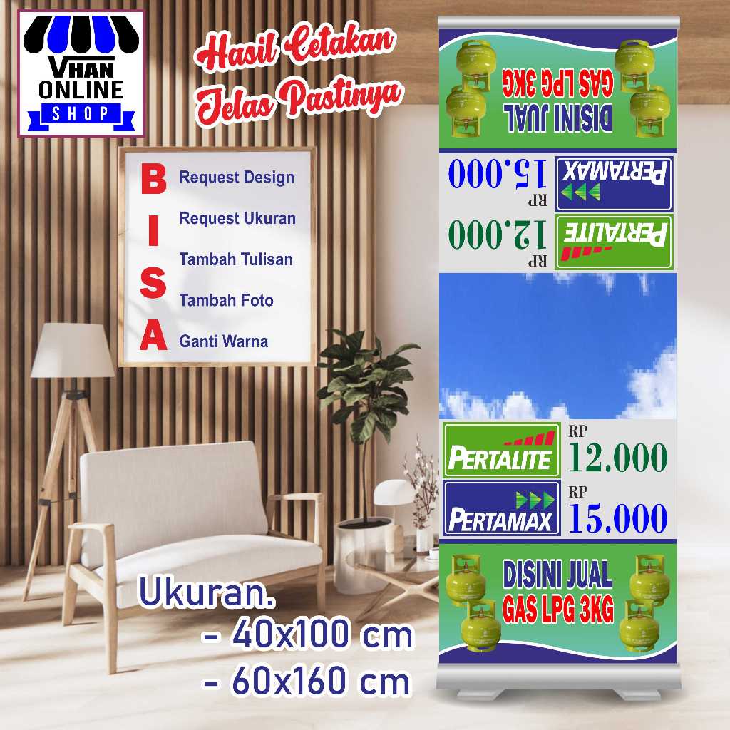 Jual Spanduk Banner Untuk Stand Segitiga Jualan Gas LPG | Shopee Indonesia
