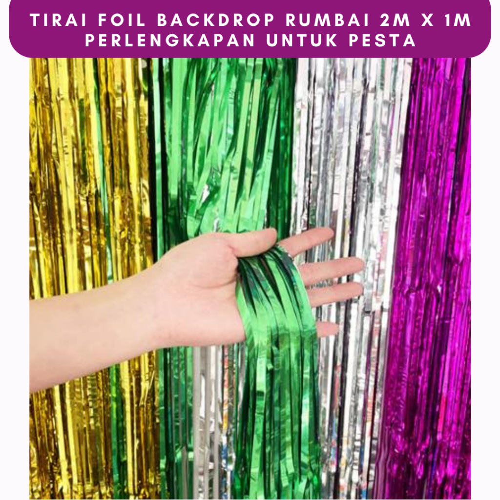 Jual Tirai Foil Backdrop Rumbai 2m x 1m | Shopee Indonesia