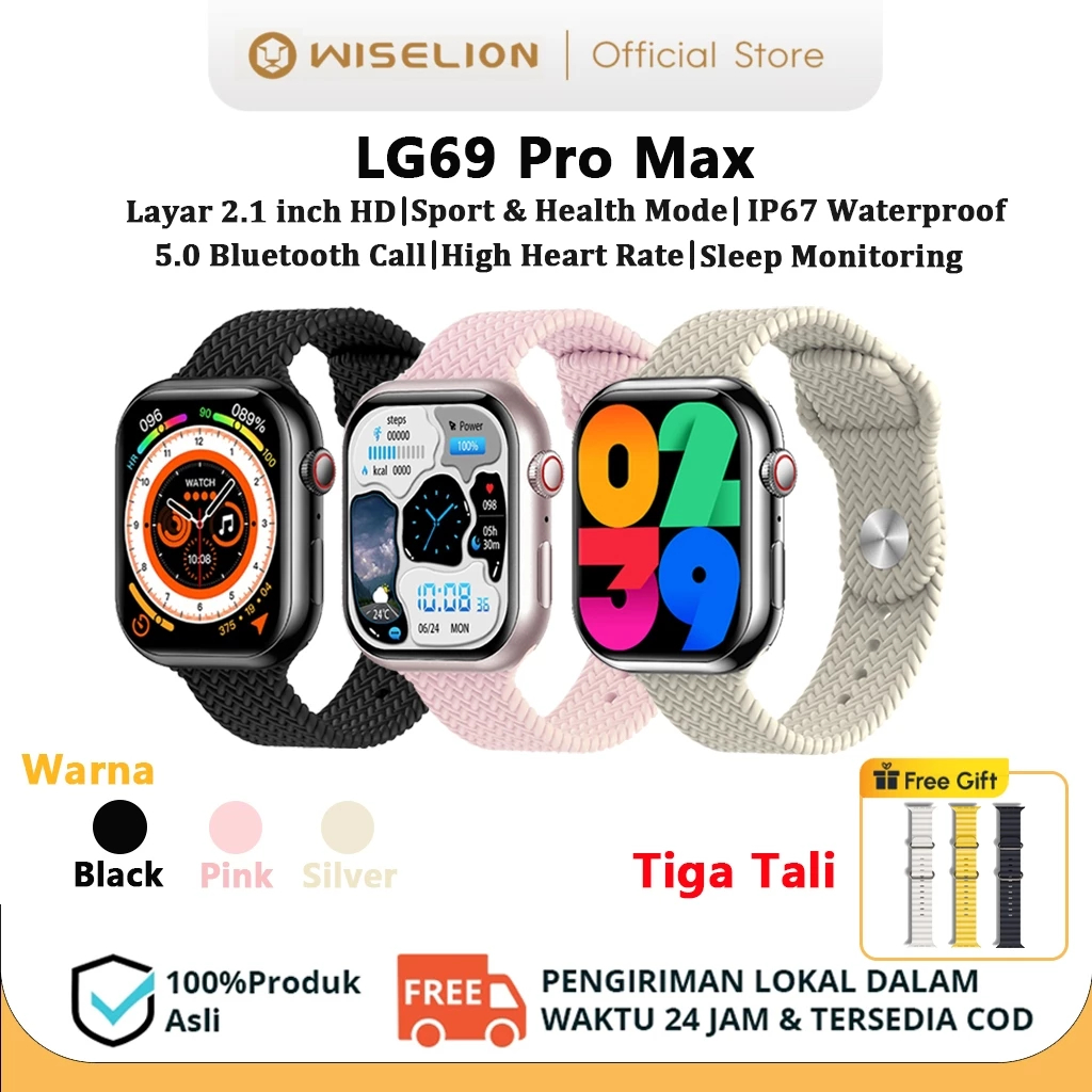 Jual Smartwatch Bluetooth LG69 Pro Max NFC Support Sport & Health Mode ...