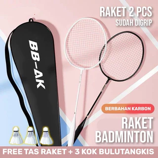 BBAK Raket Badminton Raket Bulu Tangkis Isi 2 Bahan FULL CARBON Berkualitas Olahraga Badminton Original Badminton Racket Free Tas Kok Bulutangkis