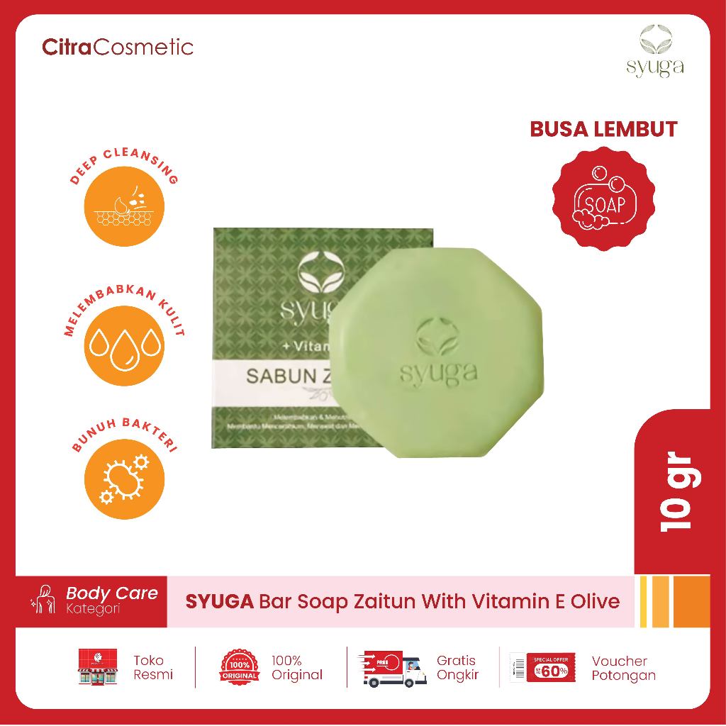 Syuga Sabun Zaitun With Vitamin E 100gr Olive Bar Soap