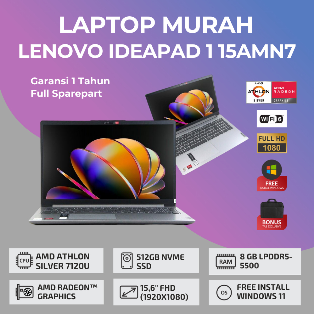 Jual Laptop Lenovo Murah Budget 4 Jutaan - AMD Athlon Silver 7120U