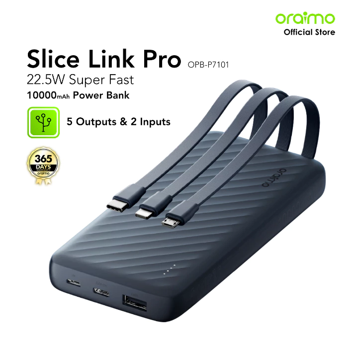 oraimo Powerbank Slice Link Pro OPB-P7101 Kapasitas Nyata 10000mAH 22.5W Pengisian Super Cepat 5 Output
