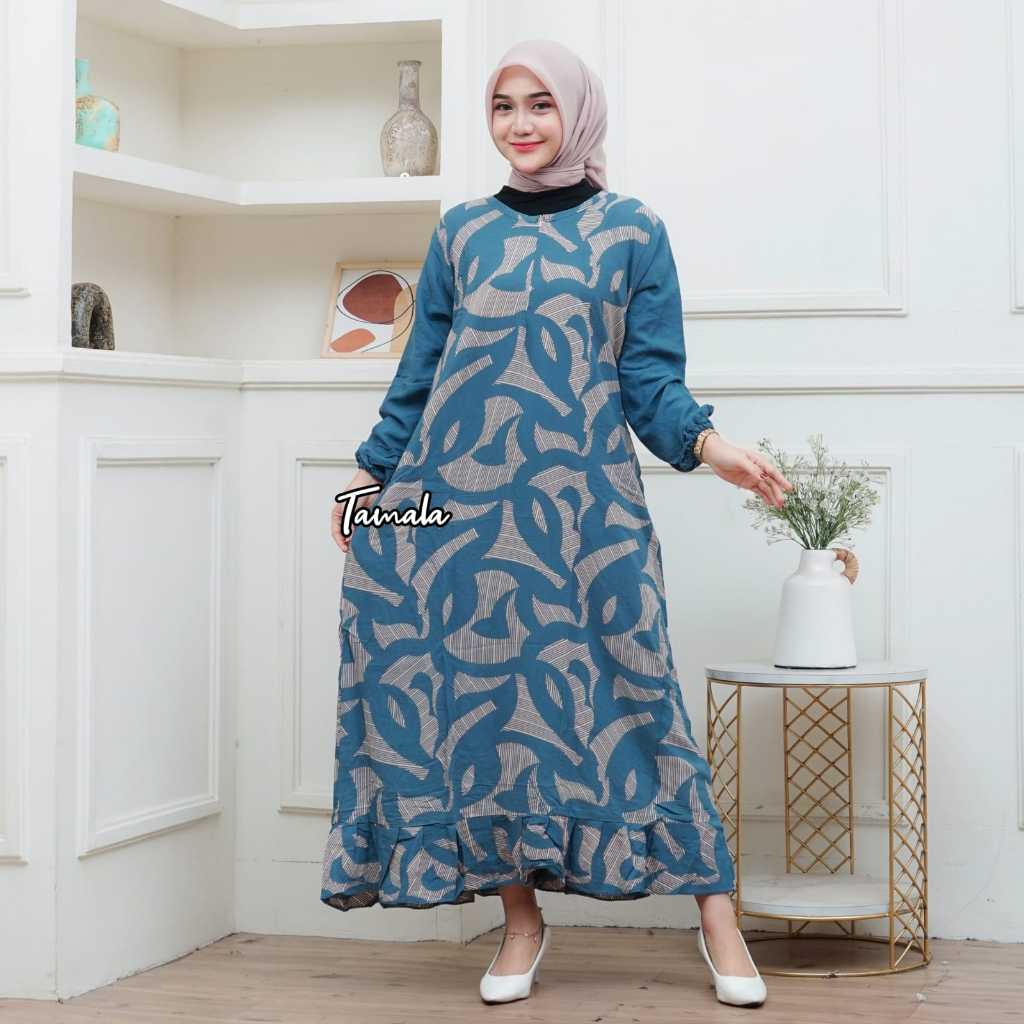 Jual Daster Midi Dress Rayon Rempel Busui Lengan Panjang Kekinian ...