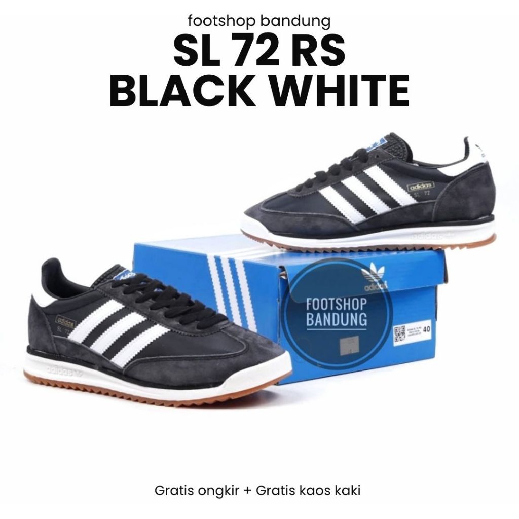 Jual Sepatu Sneakers Casual Pria Adidas SL72 Sl 72 RS Black White Gum Size 39 44 BNIB Free Kaos KAki Shopee Indonesia