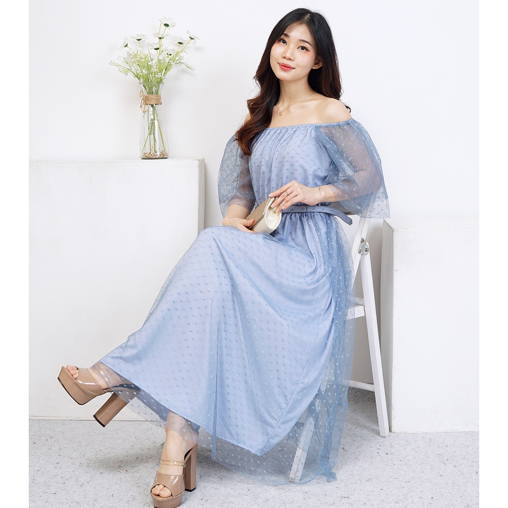 sachin and babi light blue dress Wrap Dress for Women's 3/4 Sleeve Ruched V Neck Wedding Guest Casual Elegant  Midi Dresses main image 0