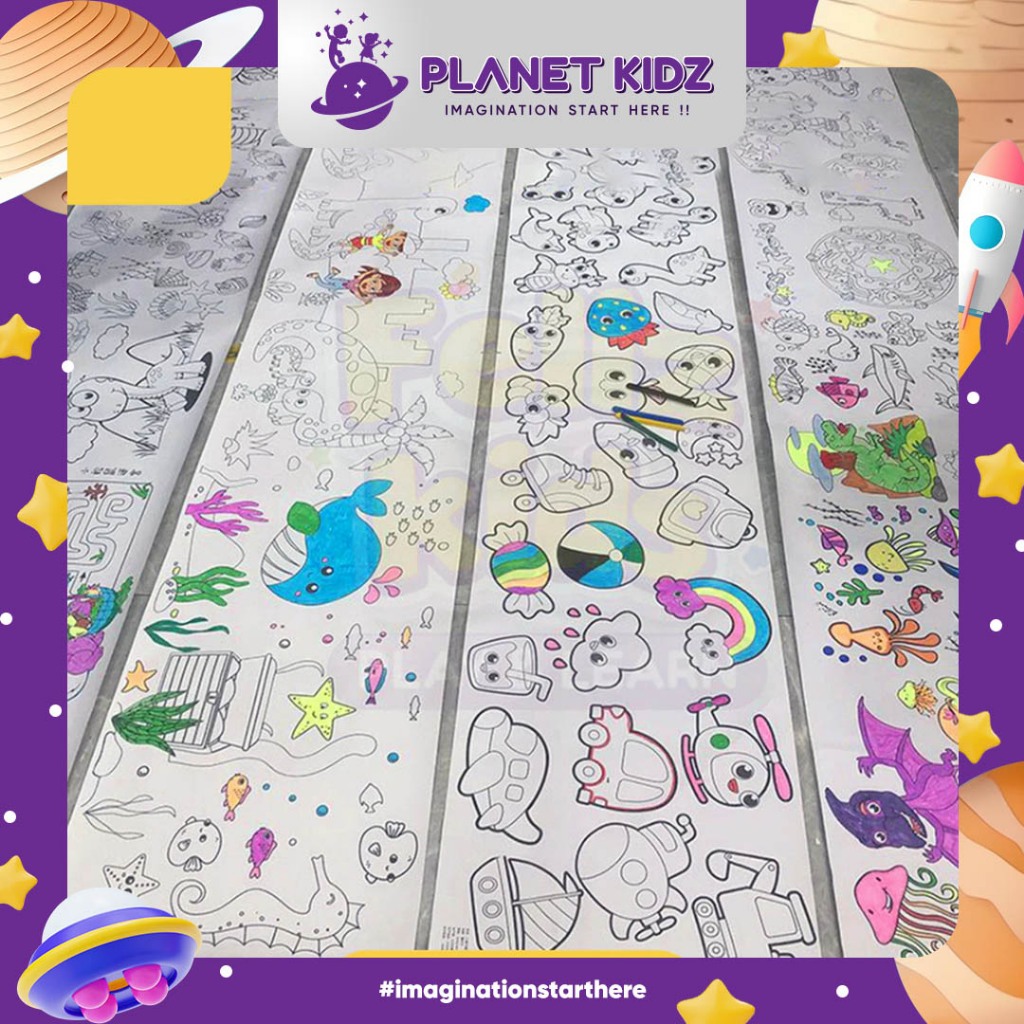 Jual PLANETKIDZ KM01 kertas mewarnai graffiti scroll hadiah drawing art ...