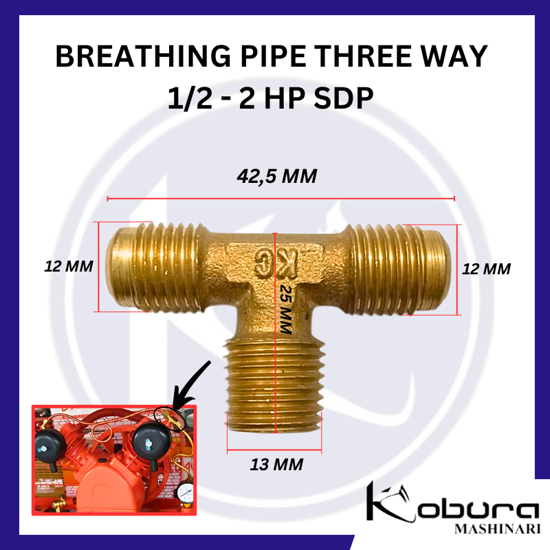 Jual Breathing Pipe Three Way 1/2 - 2 HP SDP Ukuran 1/8 Inch Kompresor ...
