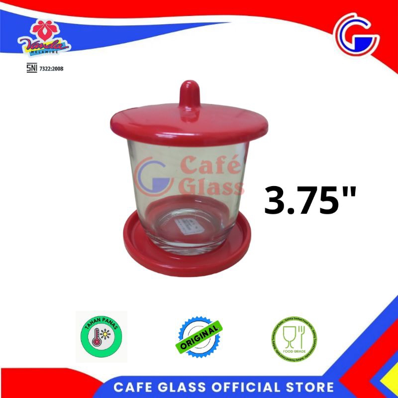 Tutup Gelas Melamin + Tatakan Tutup 1 Set 3.75" - Tl3002-3,75 - Melamin Merah Tebal