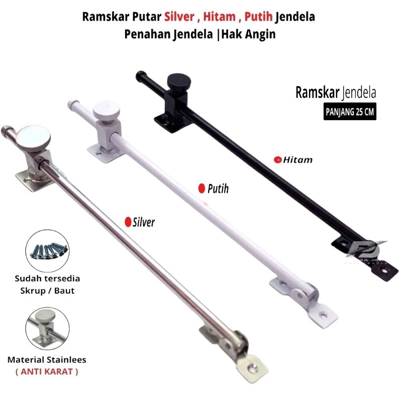 Jual Ramskar Putar Hitam Putih Silver / Hak Angin / Lamskar Jendela ...