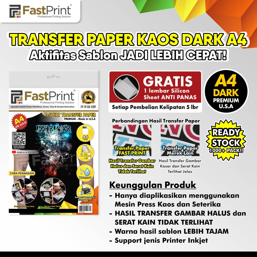 Jual Kertas Transfer Paper USA Premium A4 Dark Fast Print Shopee Indonesia