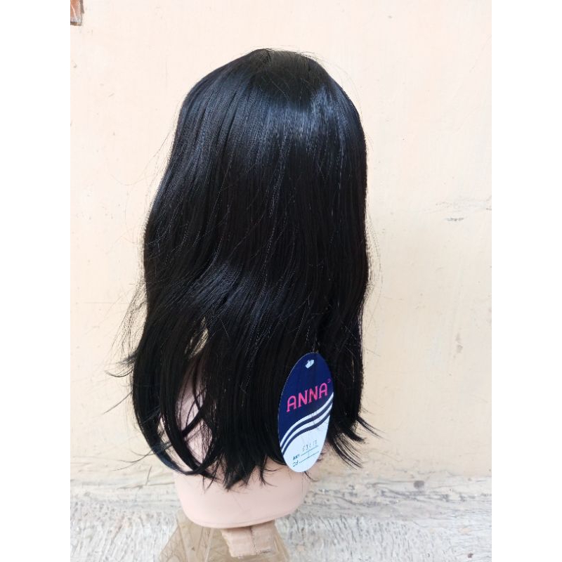 Jual Wig Cosplay model segi Lurus hitam sebahu poni merk Anna Korea ...
