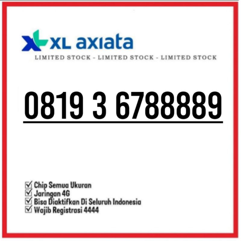 Jual kartu nomor xl prabayar cantik seri ekor 88889 Shopee Indonesia