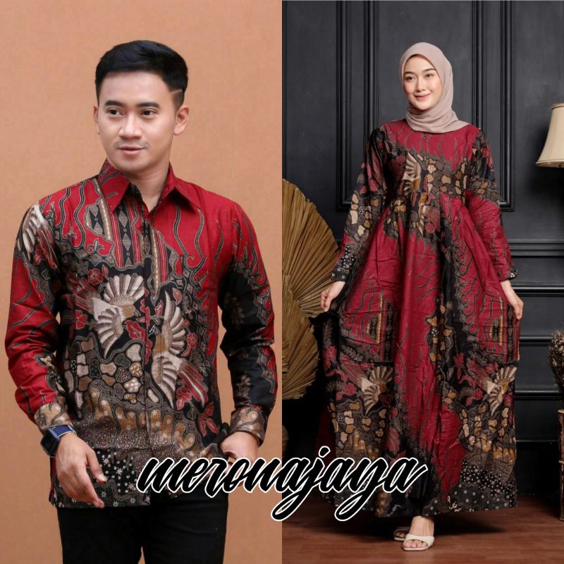 Jual Maura Couple Harga Satuan Sania Ruffle Batik Couple Gamis Standar Jumbo Terbaru 2721