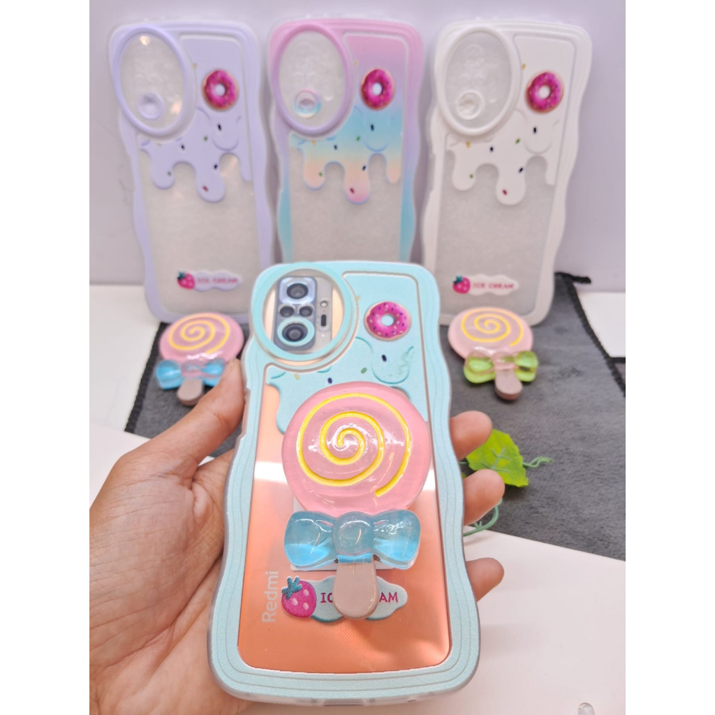 Jual Case Wavy Lolipop Popsocket 3d Ice Cream Transparant Redmi 9A 9C ...