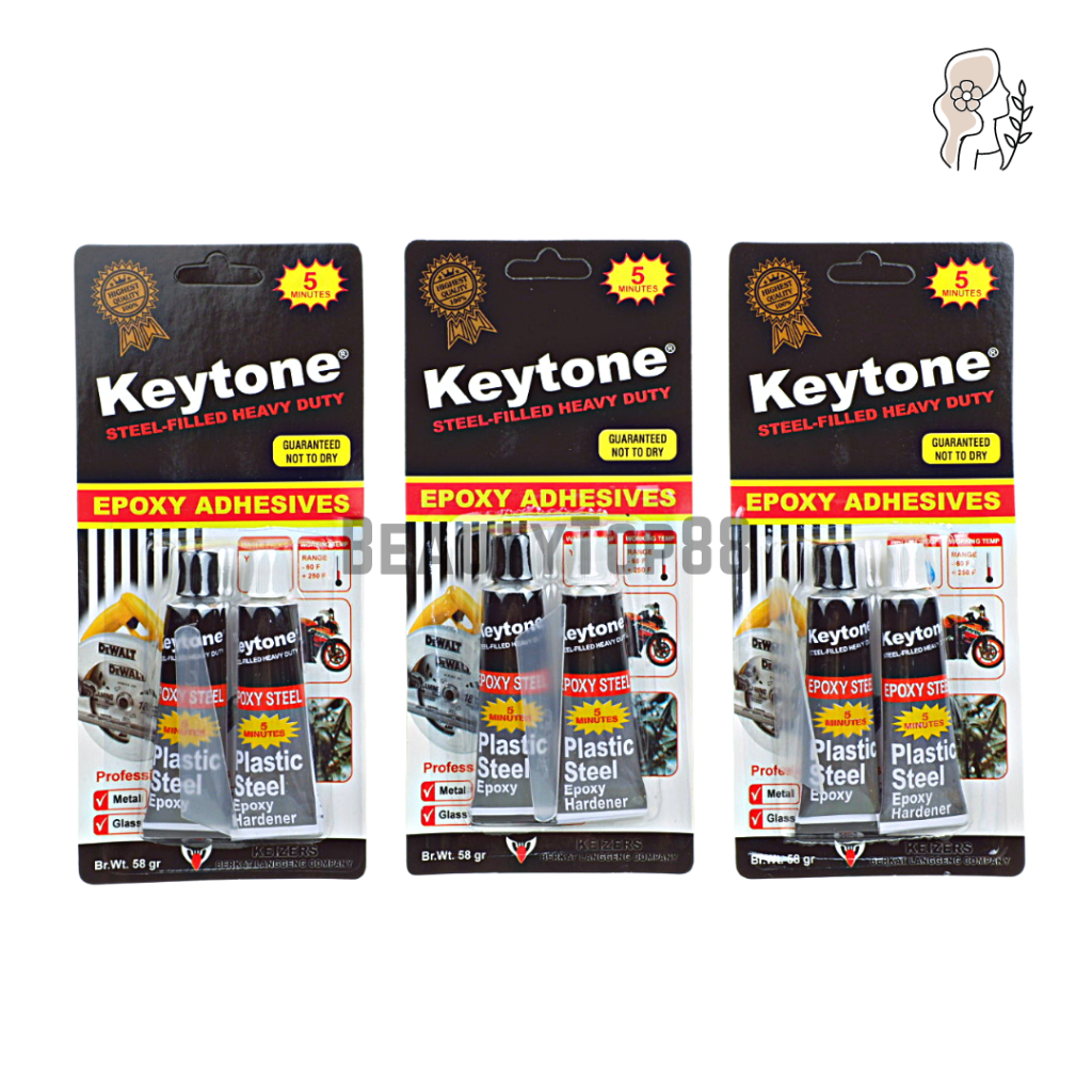 Jual Lem Besi Campur Keytone 5 Menit Kering 48 gram / Lem Epoxy