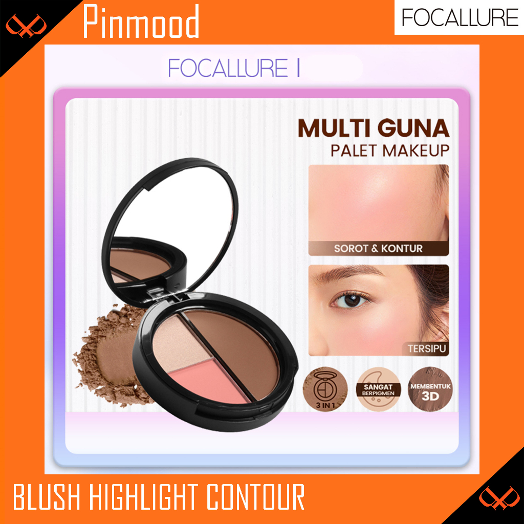 Jual FOCALLURE BLUSH HIGHLIGHT CONTOUR TRIO BLUSH HIGHLIGHT & CONTOUR