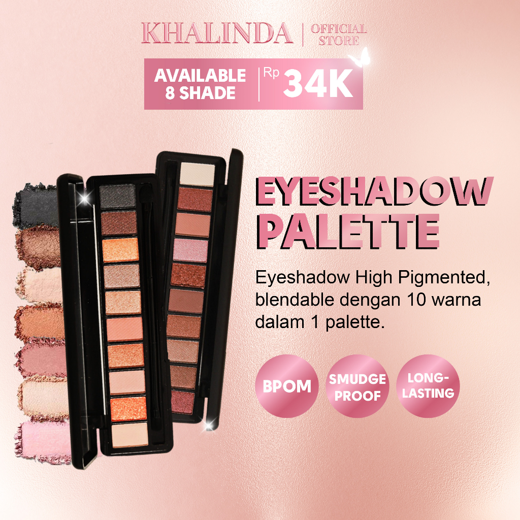 Jual Khalinda Eyeshadow Palette 10 Warna Pigmented Yang Tahan Lama