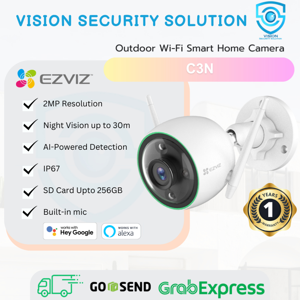 Jual CCTV IP Wireless Ezviz by Hikvision Outdoor C3N 2MP CS-C3N Audio ...