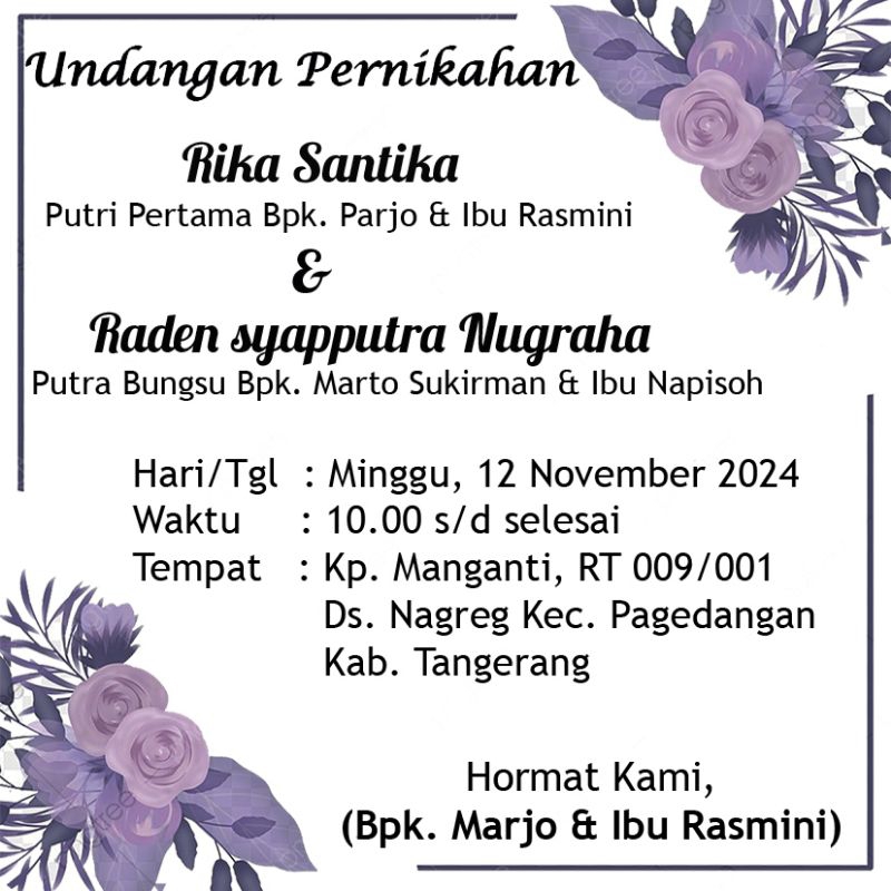 Jual UNDANGAN PERNIKAHAN untuk di masako/royko/kopi dll, ukuran 7x7cm ...