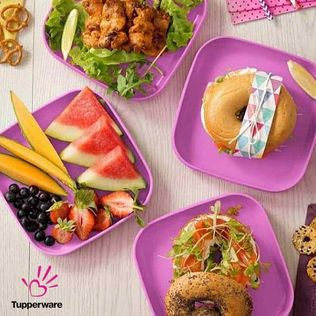Jual TUPPERWARE BREAKFAST PLATE 4PC Ungu Original Piring Plastik Jumbo ...