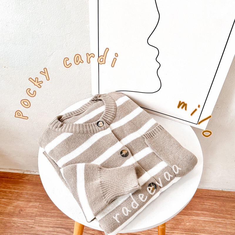Jual CARDIGAN STRIPE POCKY MOTIF GARIS POCKET OVERSIZE ATASAN RAJUT ...