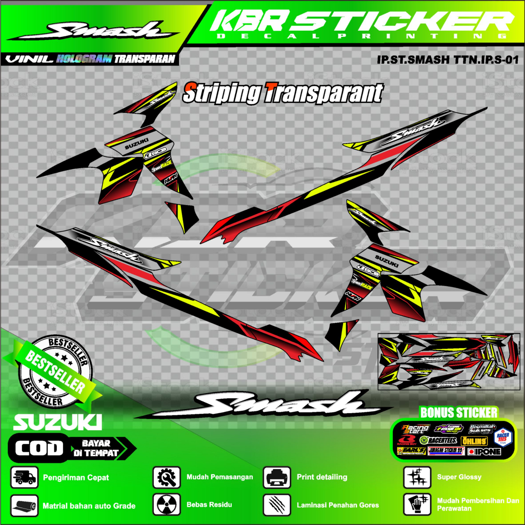 Jual (COD) STIKER STRIPING SMASH TITAN - STIKER STRIPING MOTOR SUZUKI ...