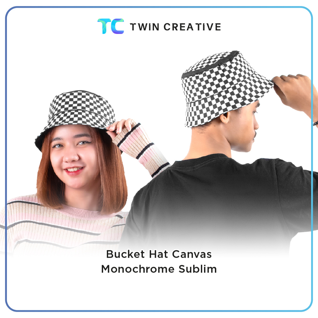 Jual Custom Bucket Hat Canvas Monochromic Sublim Topi Pantai Wanita ...