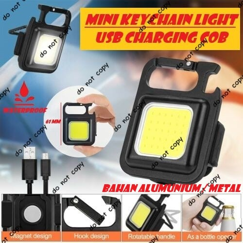 Jual Senter Mini Gantungan Kunci White LED COB Lampu Cas USB Type-C ...
