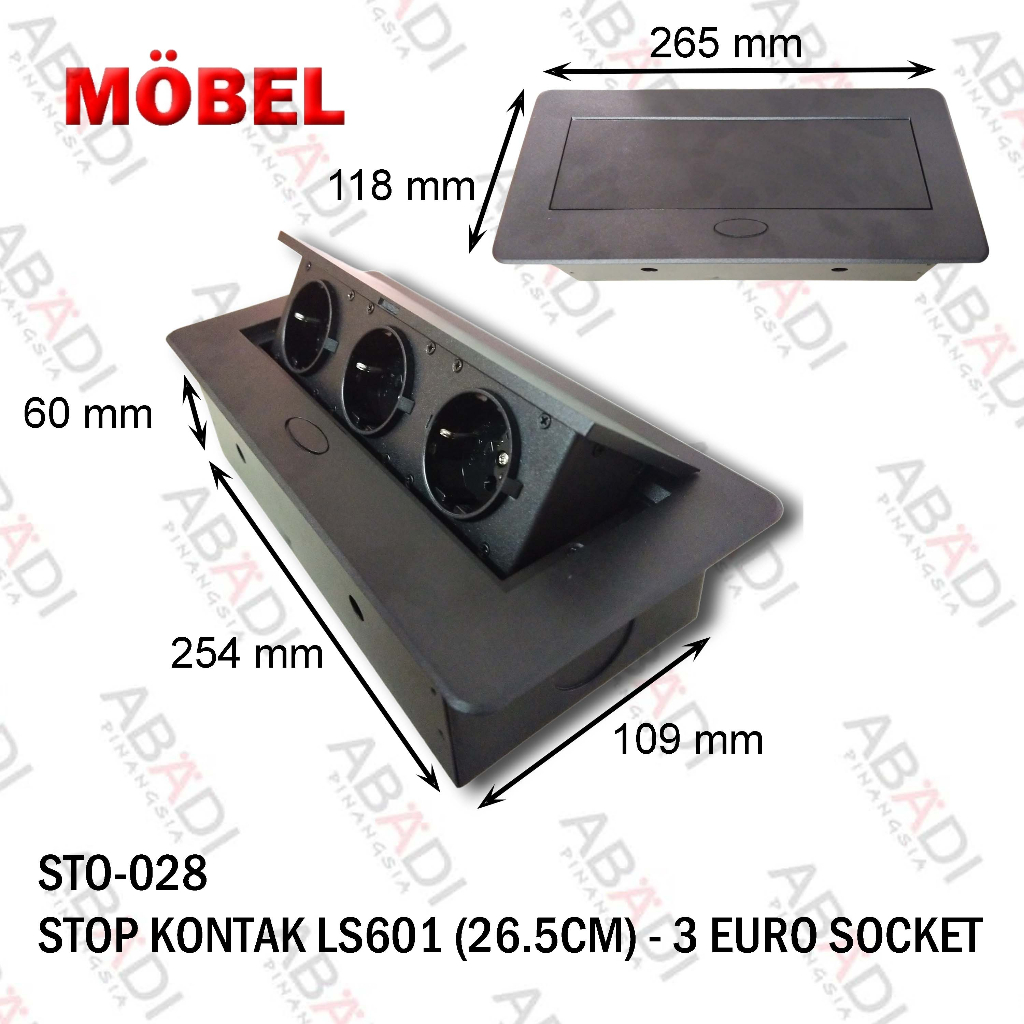 Jual Stop Kontak Socket Pop-Up 3 EURO Power Socket Black Meja Meeting ...