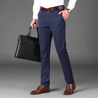MALLVOSE - Celana Pria Formal Bahan Premium Navy Slimfit
