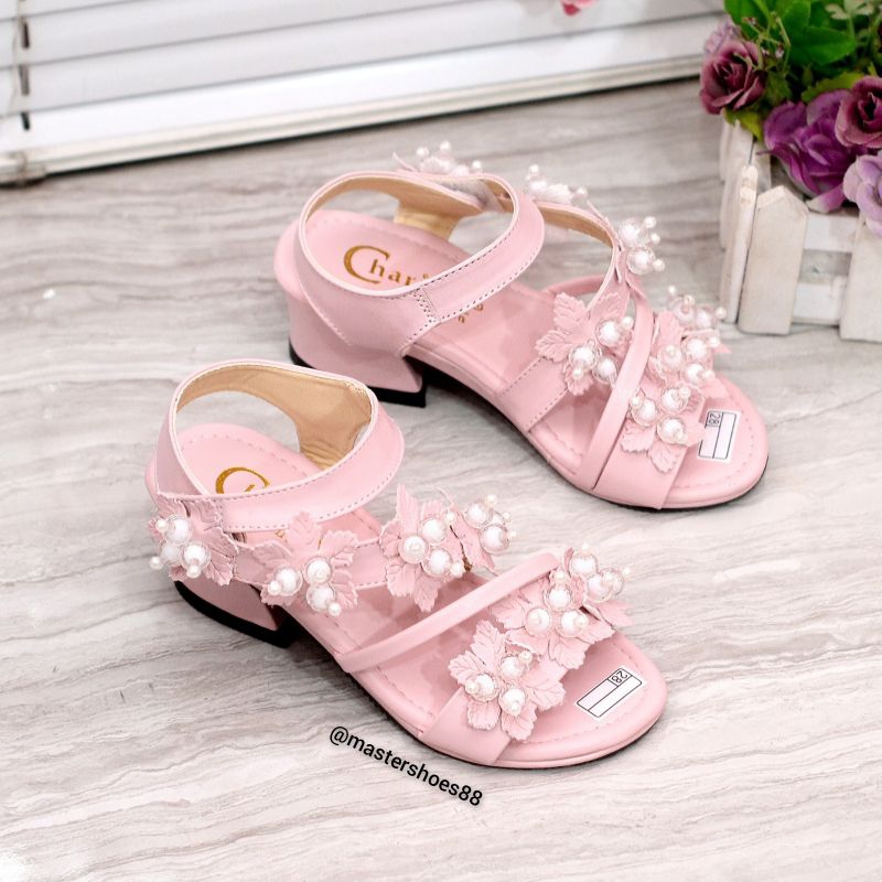 MASTER DN08 NEW COLLECTION SANDAL SELOP PESTA ANAK PEREMPUAN TALI PEREKAT  HAK 3CM TERBARU/HEELS ANAK CEWE