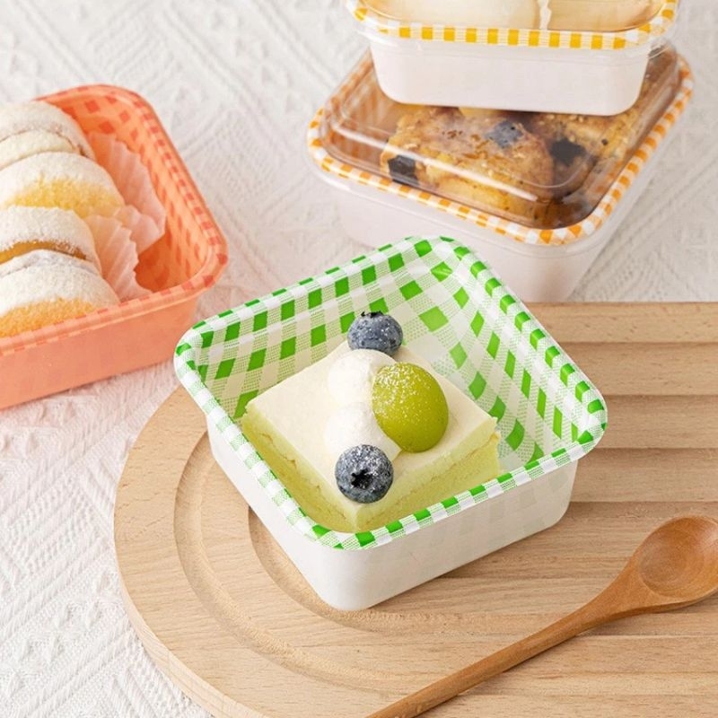 Jual Kotak Kue Mika Paper Cake Box Korean Lunch Box Roti Donat Bolu ...