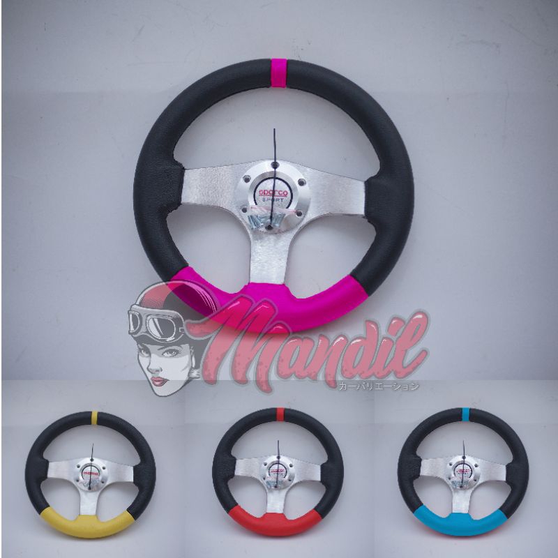 Jual Stir Variasi Setir Mobil Racing Universal Palang tiga Ukuran 12 ...