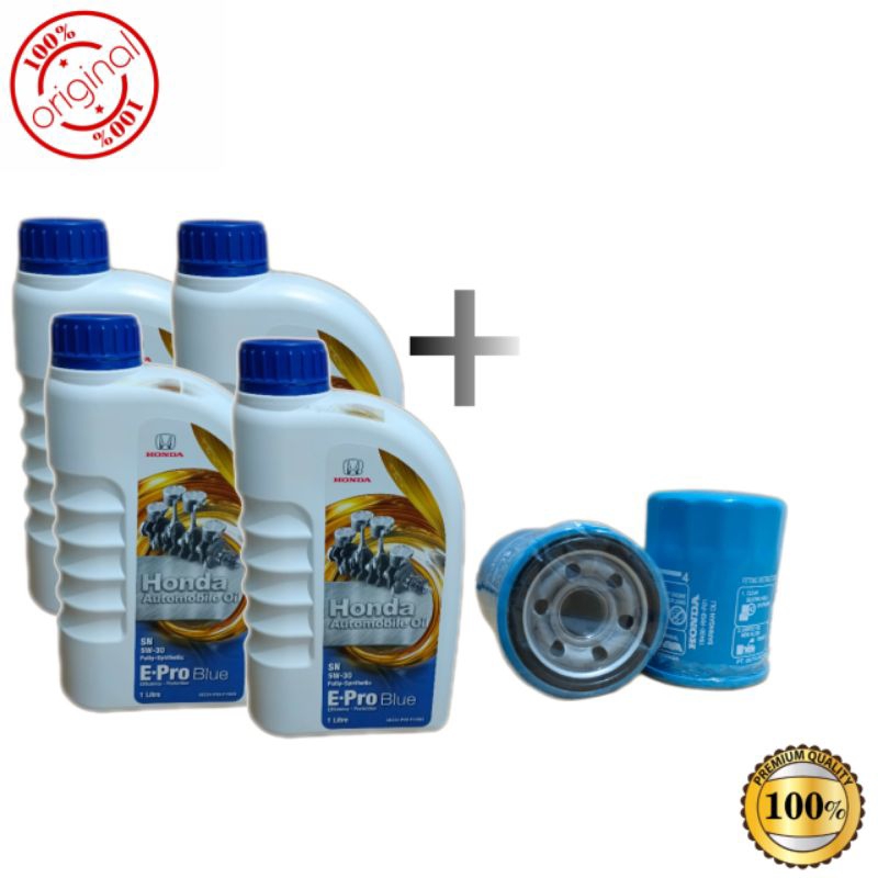 Jual PAKET OLI MESIN HONDA 5W-30 E-PRO BLUE 1L ×4 + FILTER OLI HONDA ...