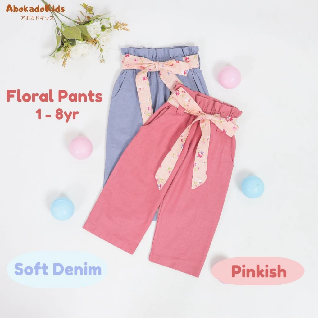 Floral Pants – Celana Panjang Anak Perempuan – Celana Cotton Linen Anak Perempuan Premium