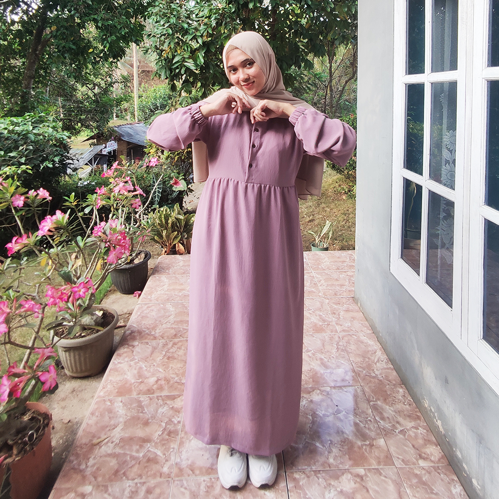 Jual Riani Dress Baju Gamis Wanita Tali Pinggang Crinkle Premium