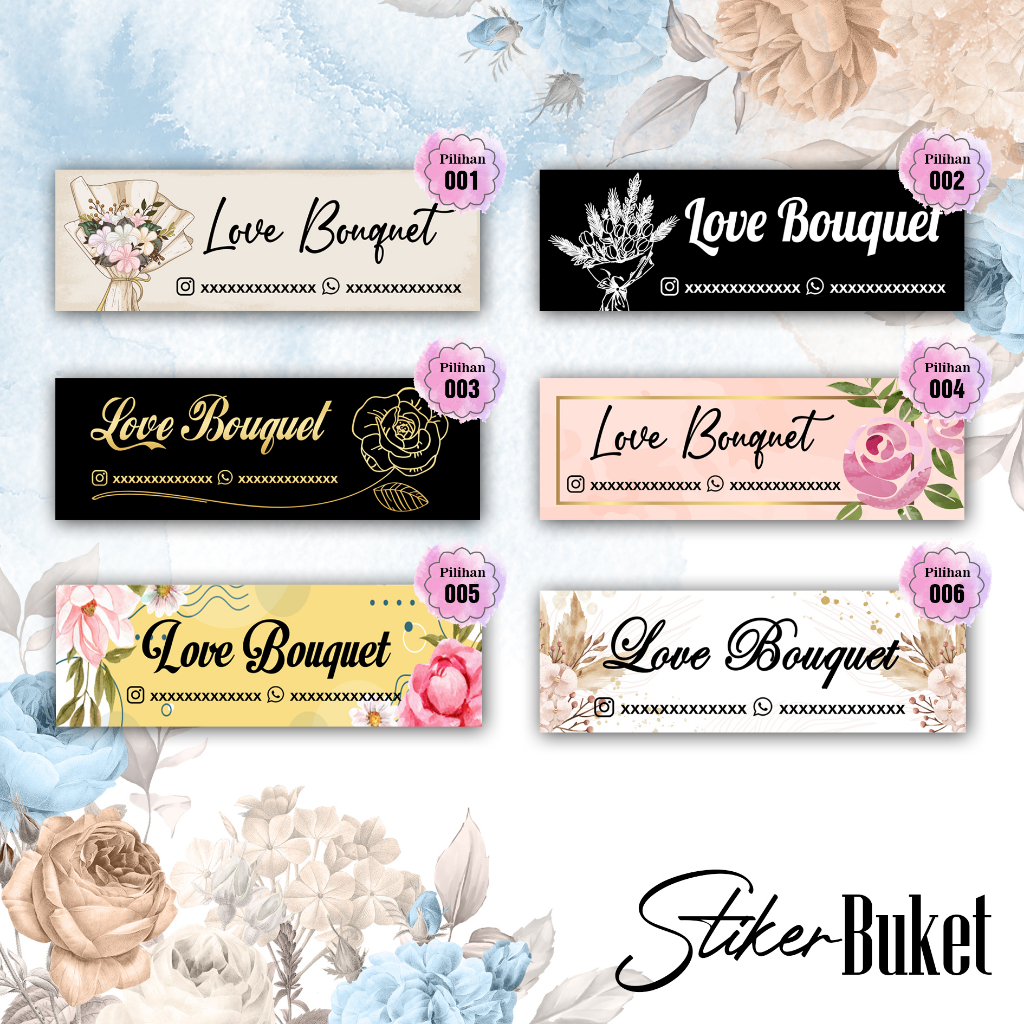 Jual Siker buket - Sticker Bouguet - STIKER LABEL BUKET CUSTOM | Shopee