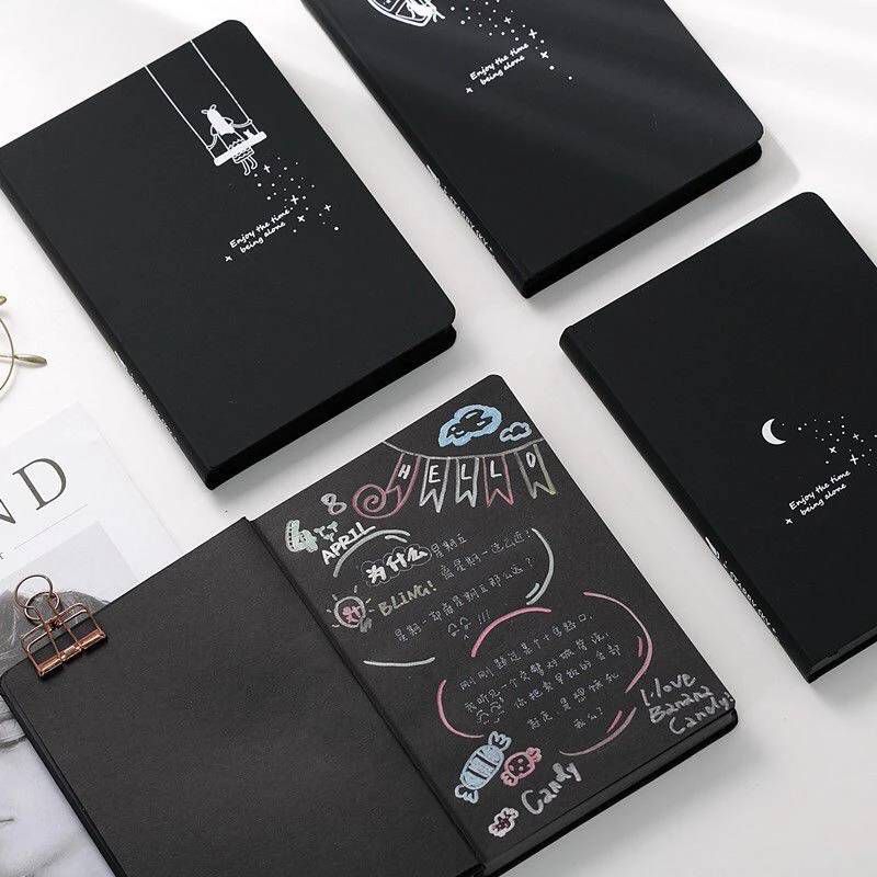 Jual Buku Tulis Kertas Hitam A6 A5 B5 Black Paper Plain Notebook/ Buku ...