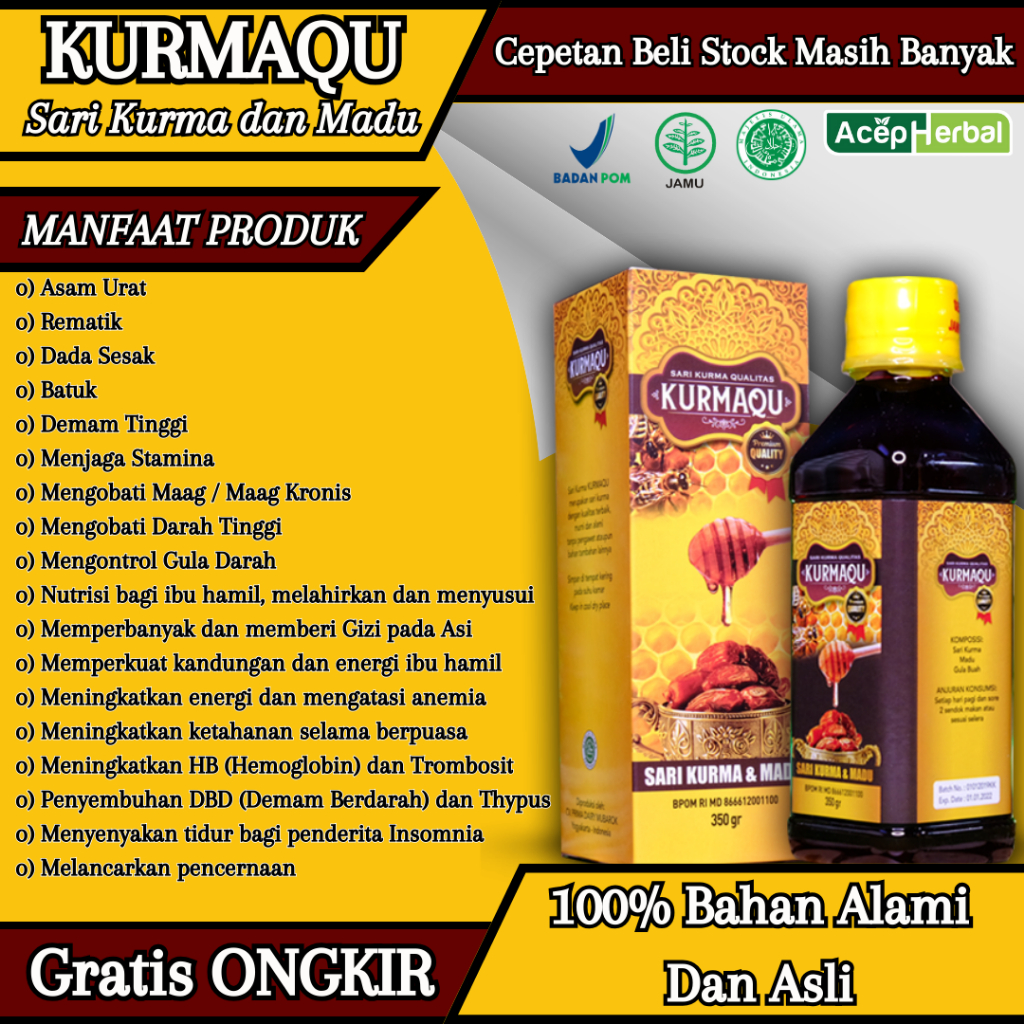 Jual Kurmaqu Sari Kurma Dari Kurma Dan Madu Asli Pilihan Original 350