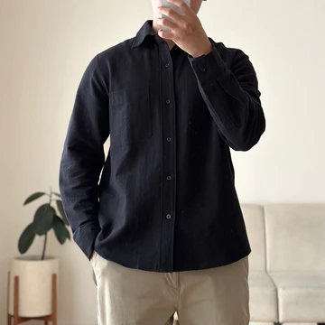 COZYCLUB Long Sleeve Linen Shirt Kemeja Polos Linen Pria Lengan Panjang 91