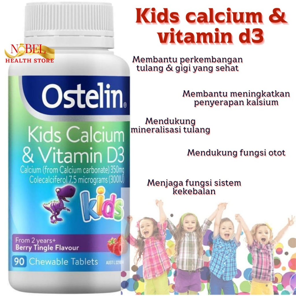 Jual ostelin kids calcium vitamin d chewable bone health immunity 90