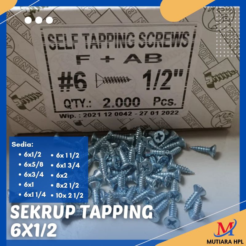 Jual Sekrup Tapping / Tapping Screw / Baut Mur Kepala Rata 6x1/2 - 10x2 ...