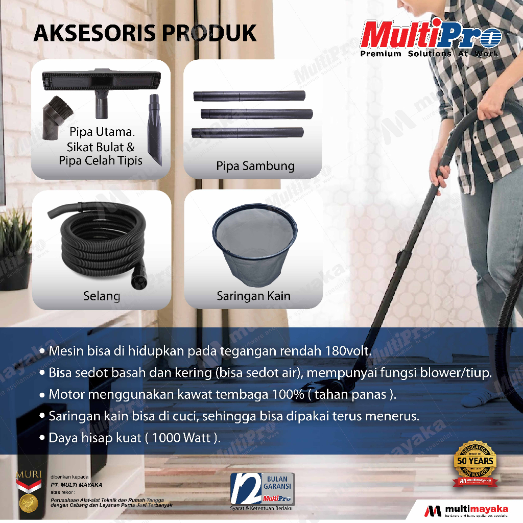 Jual Multipro Vacuum Cleaner Penyedot Debu Basah Kering + Blower 3 in 1 ...