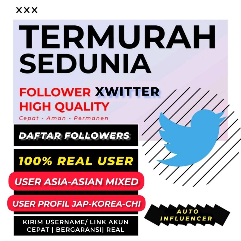 Jual FOLLOWER TWITTER AKTIF PERMANEN | 100%BERGARANSI TERMURAH SEDUNIA ...