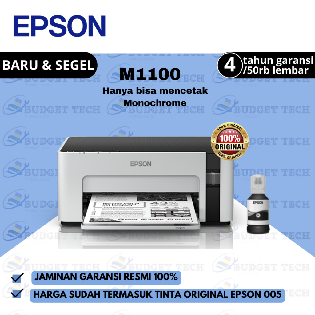 Jual Printer Epson M1100 Ecotank Monochrome M1100 Ink Tank Cetak Hitam Putih Garansi Resmi 5825