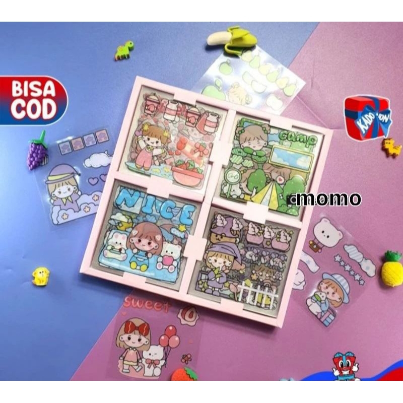 Jual Stiker Momo Original 4warna Mix Color Isi 100lembar Box Kartun