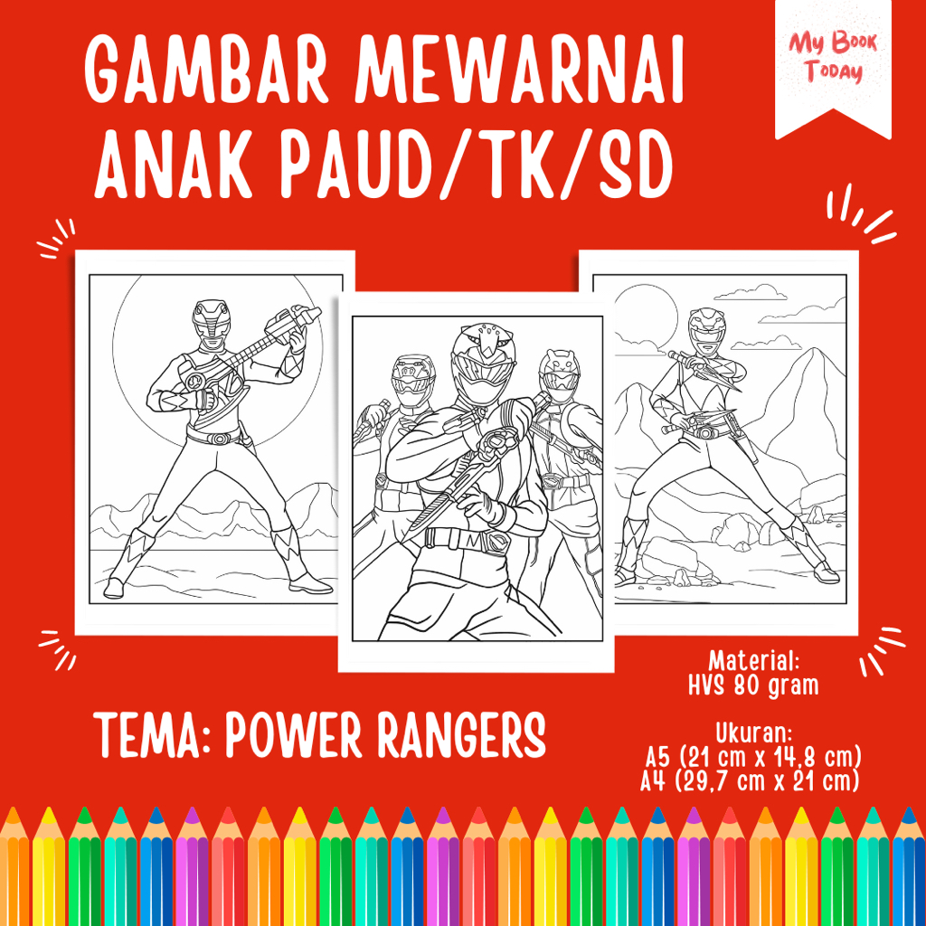 Jual [My Book Today] Lembar Kertas Sketsa Gambar Mewarnai untuk Anak ...