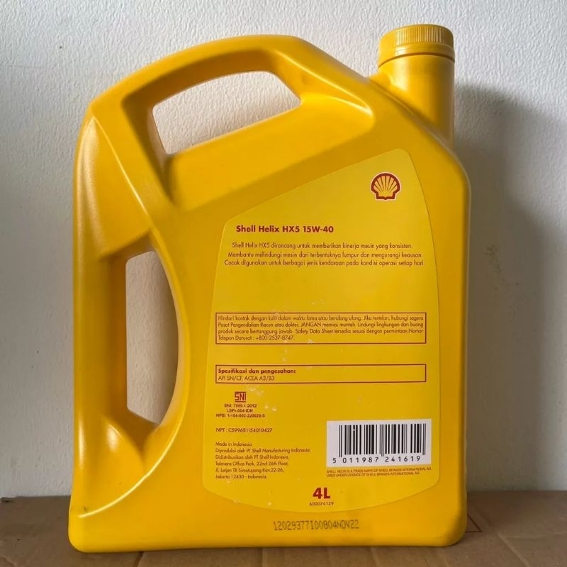 Jual SHELL HX5 15W-40 4L ORIGINAL BARCODE HIJAU | Shopee Indonesia