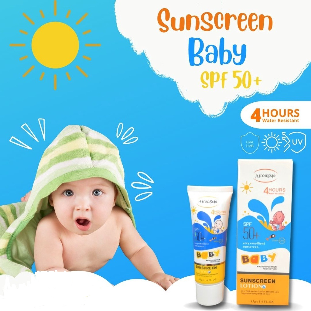 Jual Promo!!! Sunscreen Sun Block Baby Bayi Kids Anak SPF50+ UVB+UVA ORIGINAL AMAN 45Gram